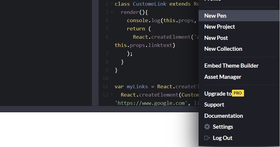 How to setup codepen for React js