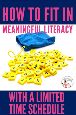 How to fit in meaninful literacy with a limited time schedule in your kindergarten, first, second & third grade or homeschool. Ways you can incorporate literacy centers instead of morning work in the morning to make the most of your time. Students get key ELA skill review and practive while you take attendance and do various clerical skills you need to do in the morning. Literacy stations are designed to make students self-sufficient and be a review. Word work, listening, reading to self, selecting books, & handwriting make for a balanced literacy clasroom model {K, 1st, 2nd, 3rd grade}