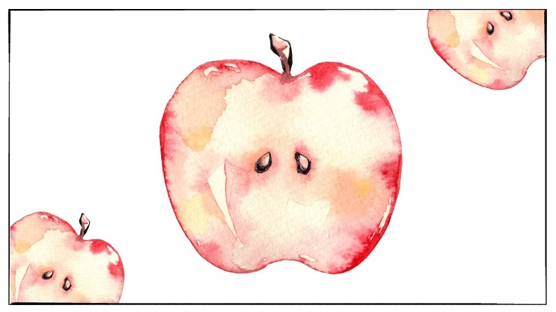 透明水彩メイキング りんご 林檎 のイラストの描き方 可愛いイラストサイト スラリル