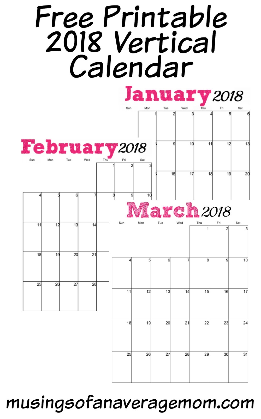 2018 printable calendar free