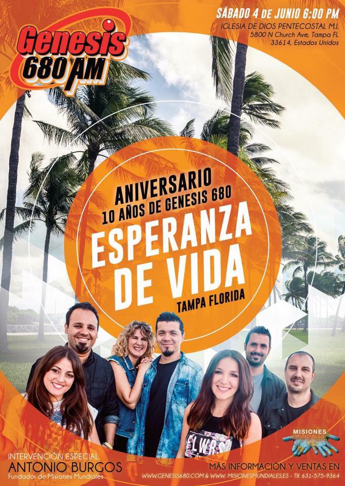 Esperanza de Vida en Tampa, Florida 4 de Junio 2016 EyC Cristianos