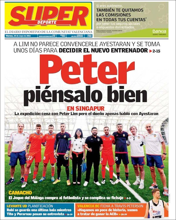 Valencia, Superdeporte: "Peter piénsalo bien"