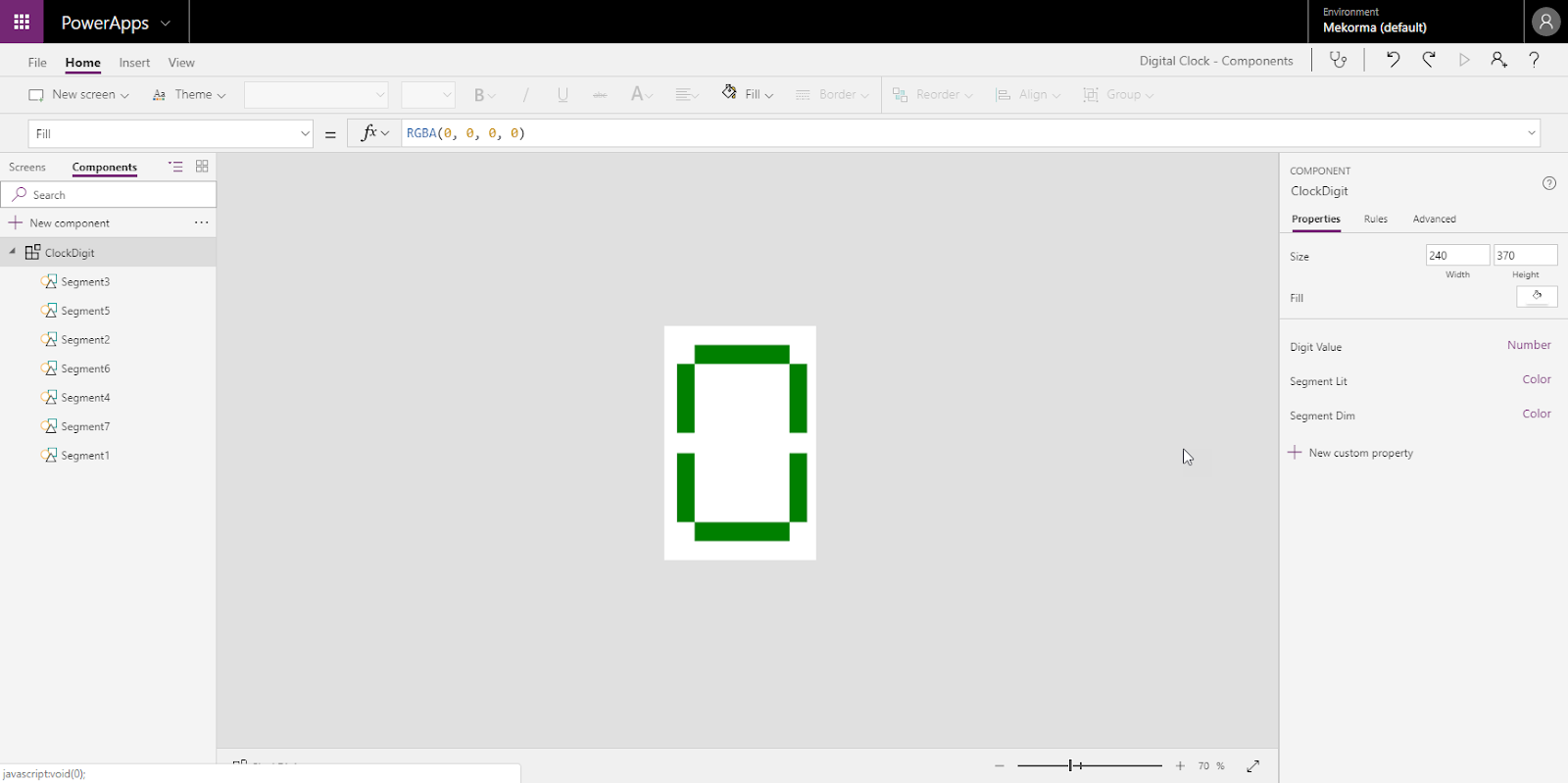 PowerApps Using Components to create a Digital Clock Part 2