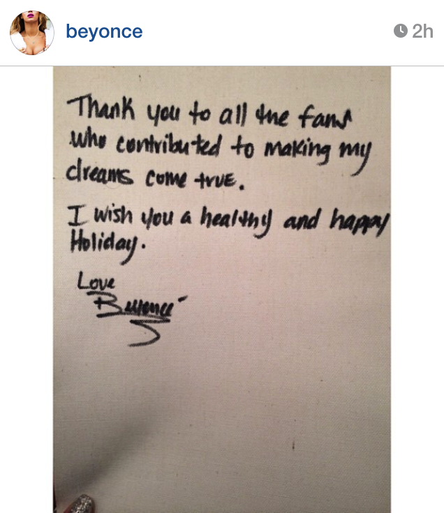 ... message to her fans thanking them for making her dreams come true