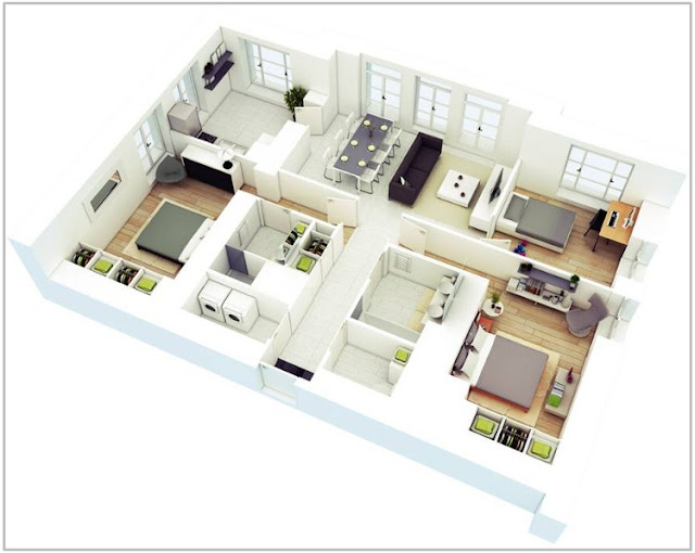 Denah Rumah Minimalis 3D Denah Rumah Minimalis 3D