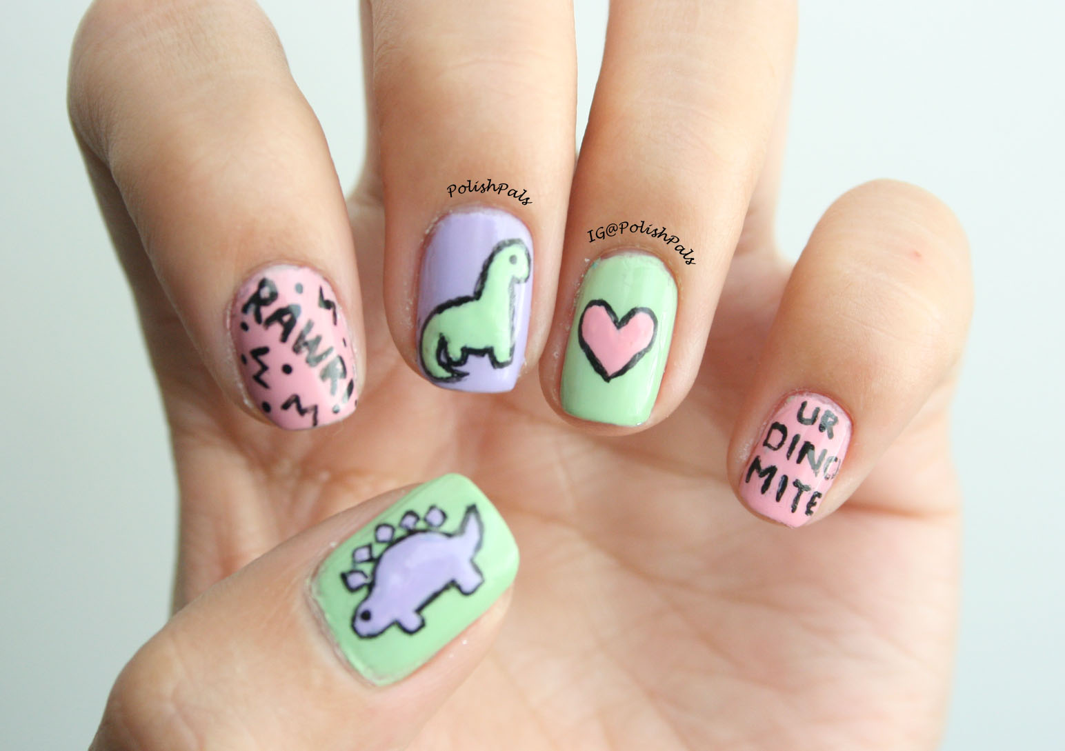 Polish Pals: Pastel Dinosaur Nails