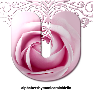 Pink Rose Letters. Letras con Rosa Rosada.