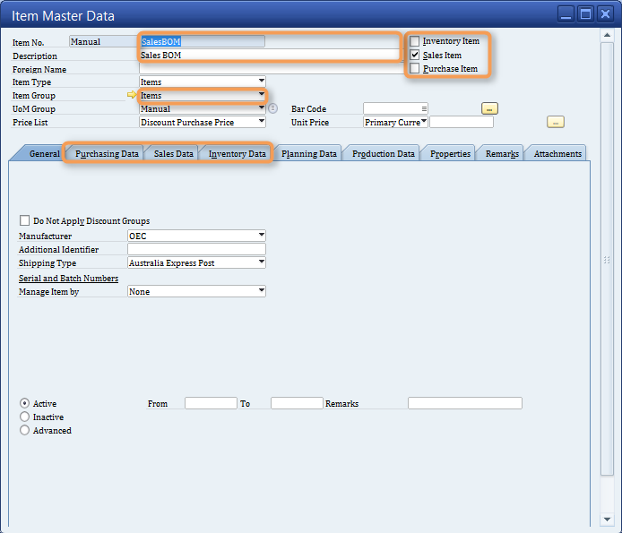 BOM (Bill Of Material) SAP Business One SAP business one