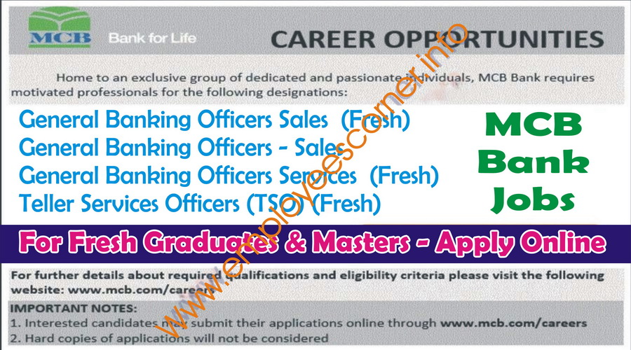 200 officers jobs in mcb bank jobs in pakistan for fresh graduates