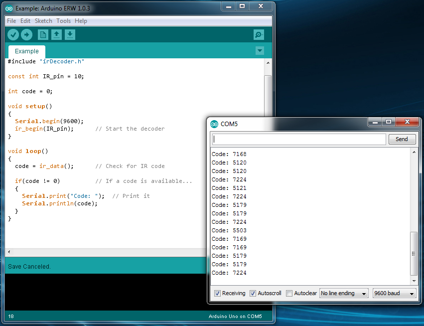 An ece blog ir decoder library for arduino