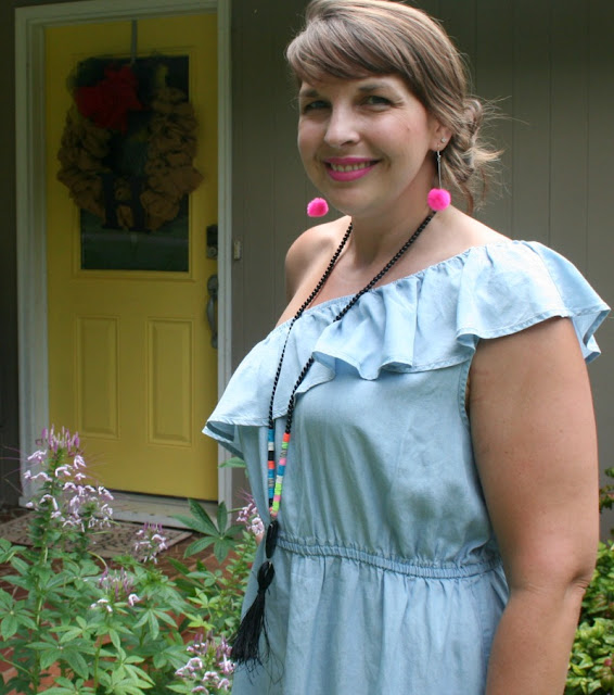  I happened upon this One Shoulder Chambray Dress on the clearance rack for $9 and could not pass it up!