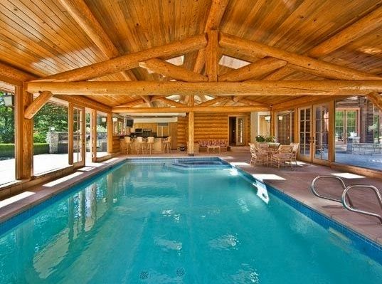 Log Home  Floor  Plans  with Indoor  Pool 