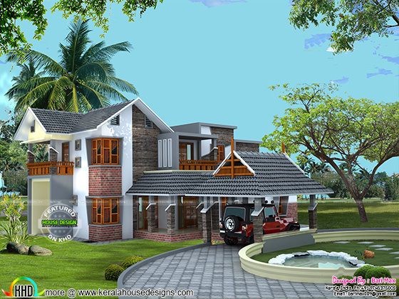 Sloping roof home in 2615 sq-ft Sloping roof home in 2615 sq-ft