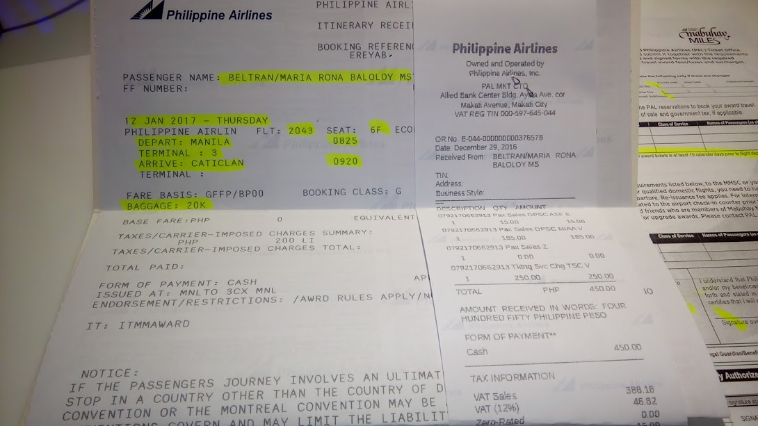 Philippine Airlines Mabuhay Miles Award Chart