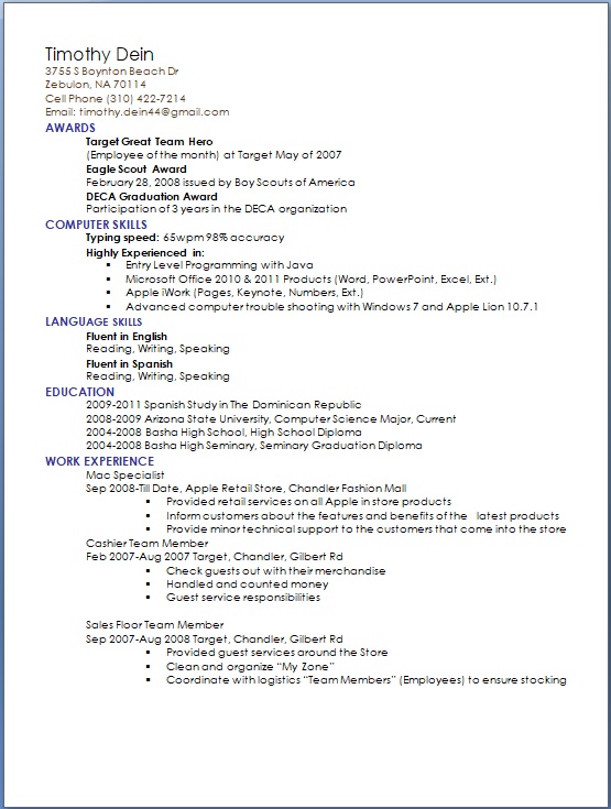 how to do a resume on a mac