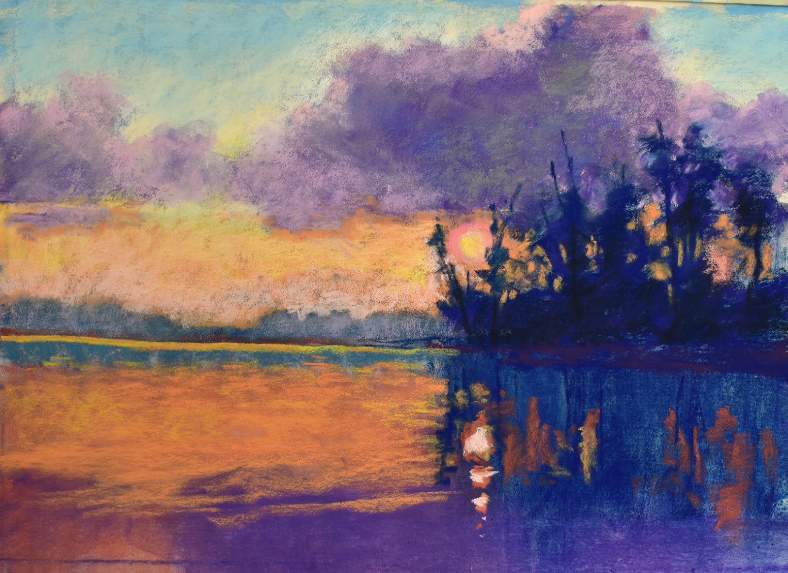 McDonald Pastel Lessons Water Reflections and a Sunset