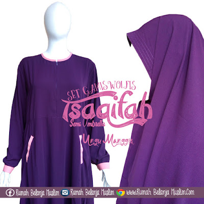 Set Gamis Syari Semi Umbrella Manggis Set Gamis Syari Semi Umbrella Manggis