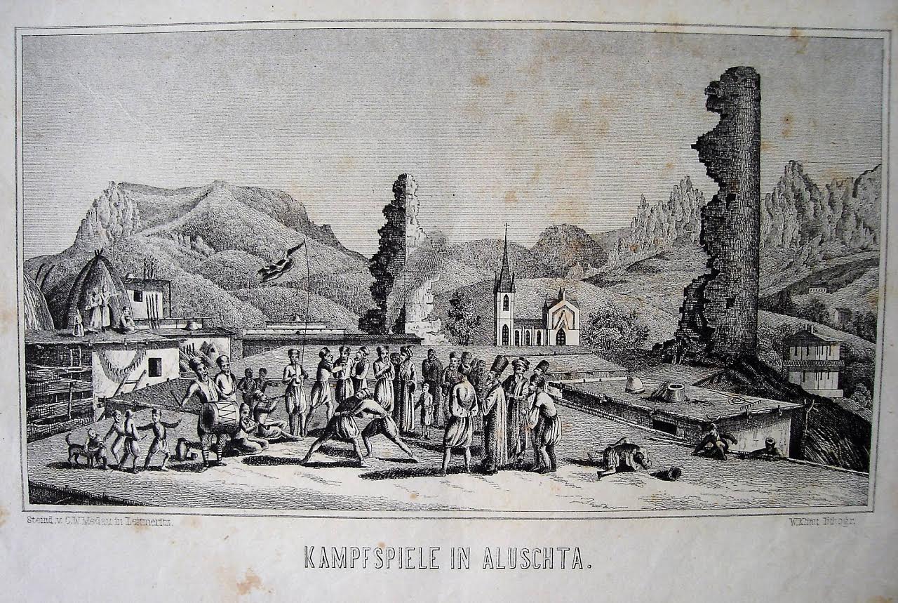 Куреш (борьба на поясах) в Алуште. 1850 год