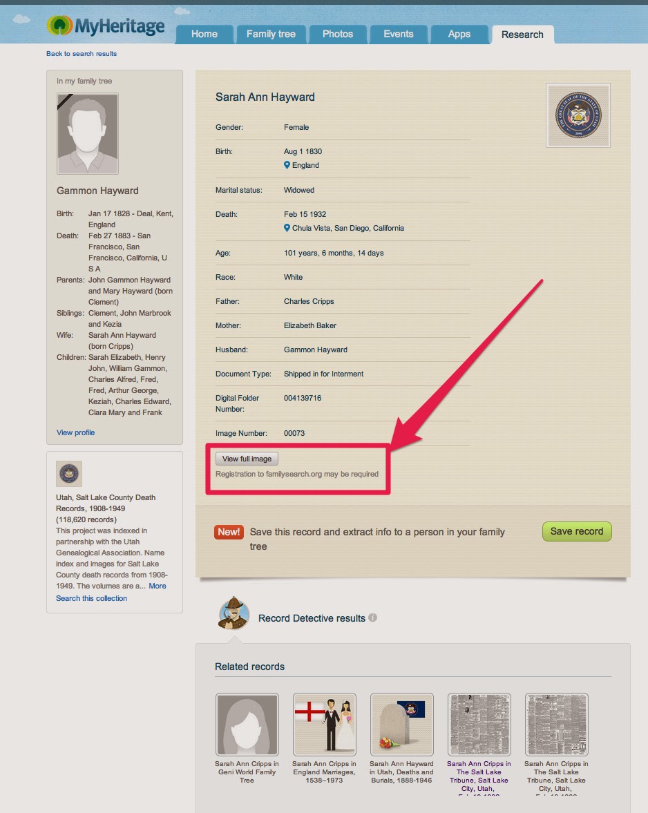 Genealogy's Star FamilySearch Records begin appearing