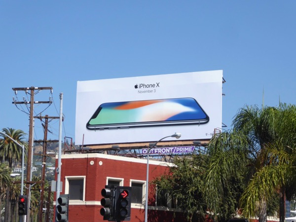 Apple iPhone X billboard Santa Monica Boulevard iPhone X billboard