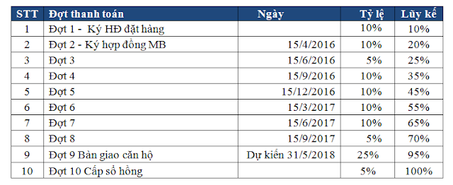 Tiến độ thanh toán linh hoạt chia làm 9 đợt
