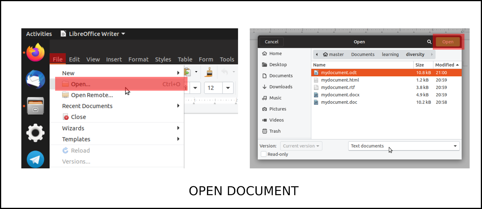 LibreOffice Writer Create, Save, and Open Document LaptrinhX