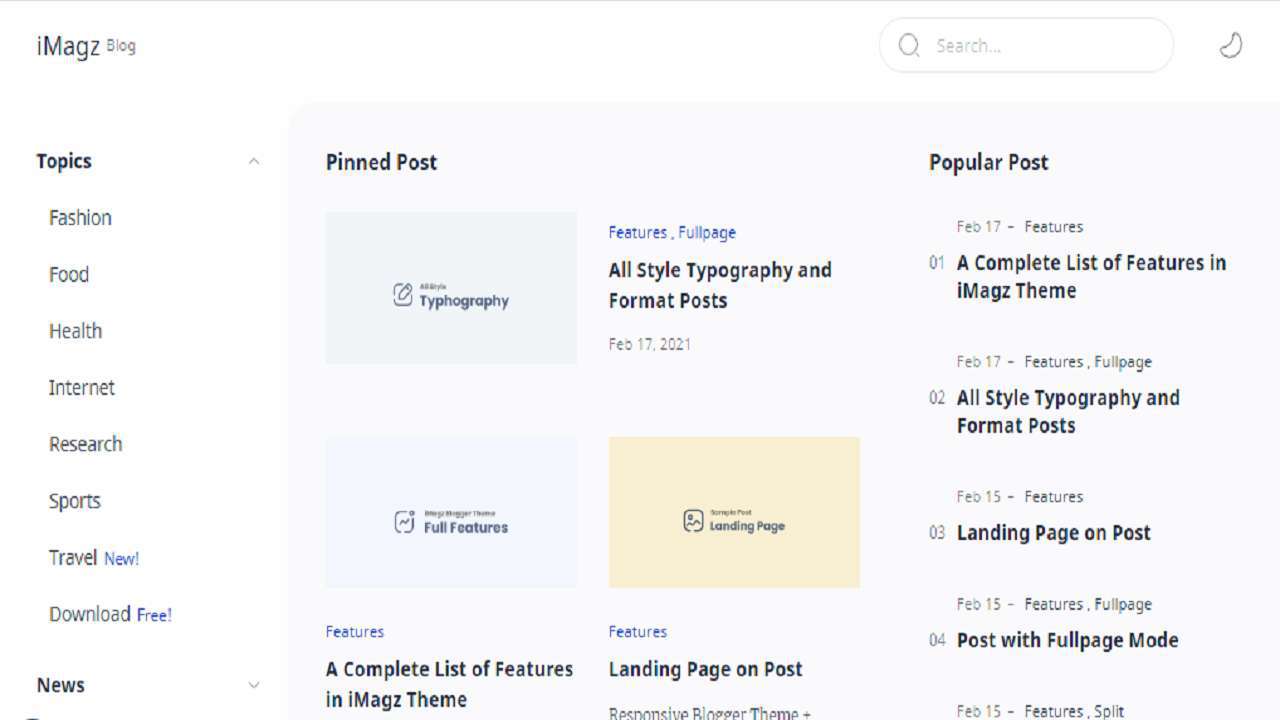 Imagz Blogger Template