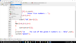 Calculate sum of 5 numbers using Array in C-language