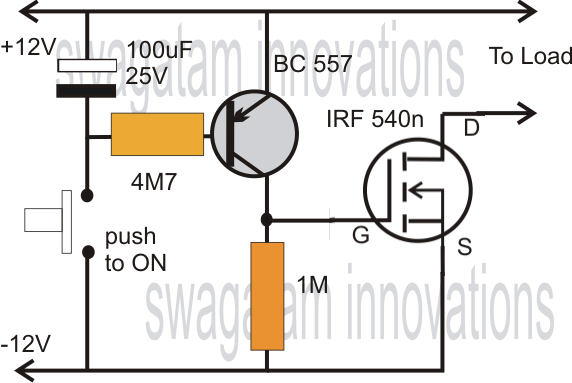 Simple Mosfet Switch Circuit with Delay Timer | Circuit Diagram Centre