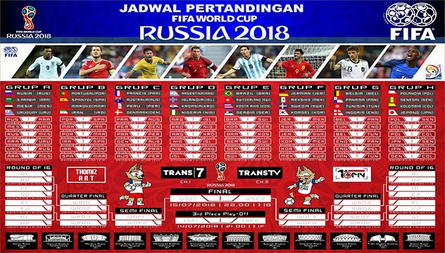 Jadwal Lengkap Pertandingan Piala Dunia 2018