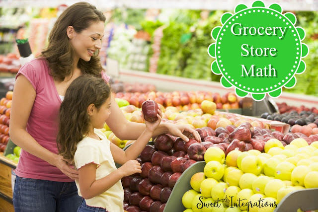 Grocery Store Math - Hands-On Activities, Get your children involved while shopping for groceries, use estimation, read labels and plan meals with a budget