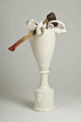 Escultura espectacular de porcelana- jarrón