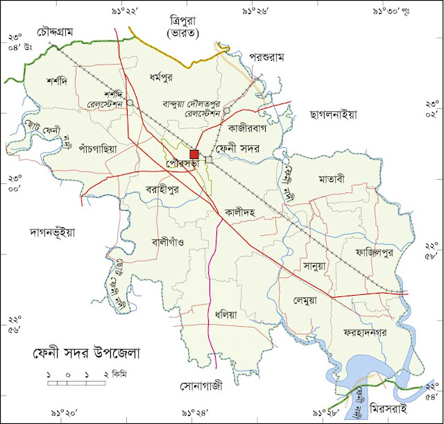 Bangladesh Map All Feni Sadar Upazila Map