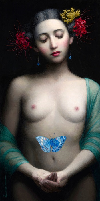 Chie Yoshii - "Cocoon" | imagenes de obras de arte contemporaneo bonitas, pinturas, cuadros pop | canvas figurative art, artworks | peintures | kunst