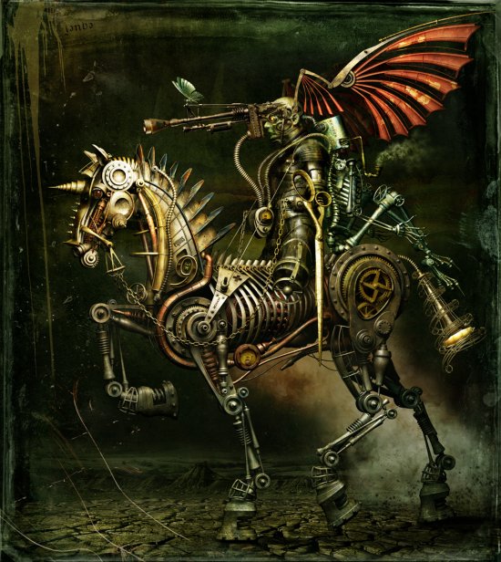 As surreais e sombrias ilustrações em 3D misturando o gótico e o steampunk de Kazuhiko Nakamura Kazuhiko Nakamura arte deviantart ilustrações modelos 3D surreal steampunk cyberpunk sombrio bizarro