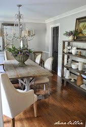 farmhouse dining room table gray shelves modern rooms dear paint updated owl decor lillie rolling comedor para decorating decorar benjamin