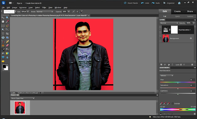 Skin Color Correction in Adobe Elements Red