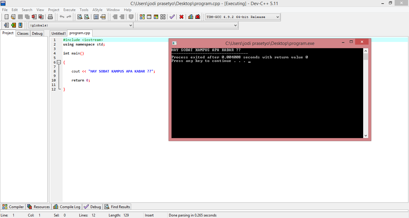 Cara membuat program sederhana dengan dev c++ mudah dipahami | TKJ