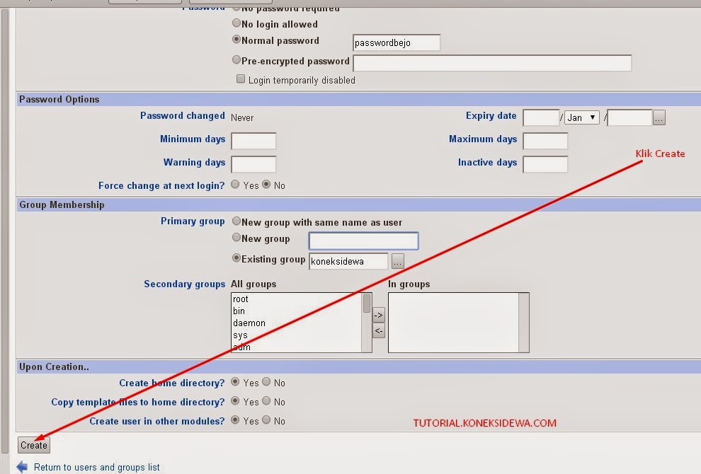 Return user create. Return user create