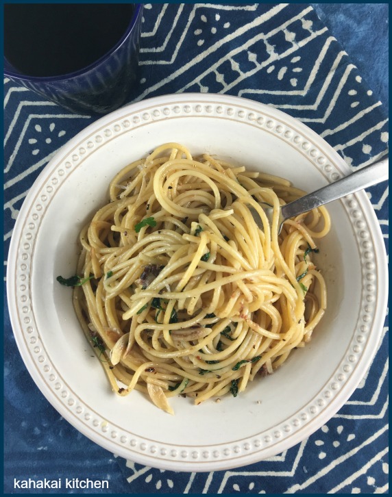 Kahakai Kitchen Anthony Bourdain's Spaghetti with Garlic, Anchovies