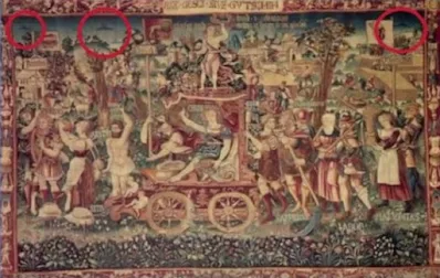 UFO in the background of a painting from ancient times.