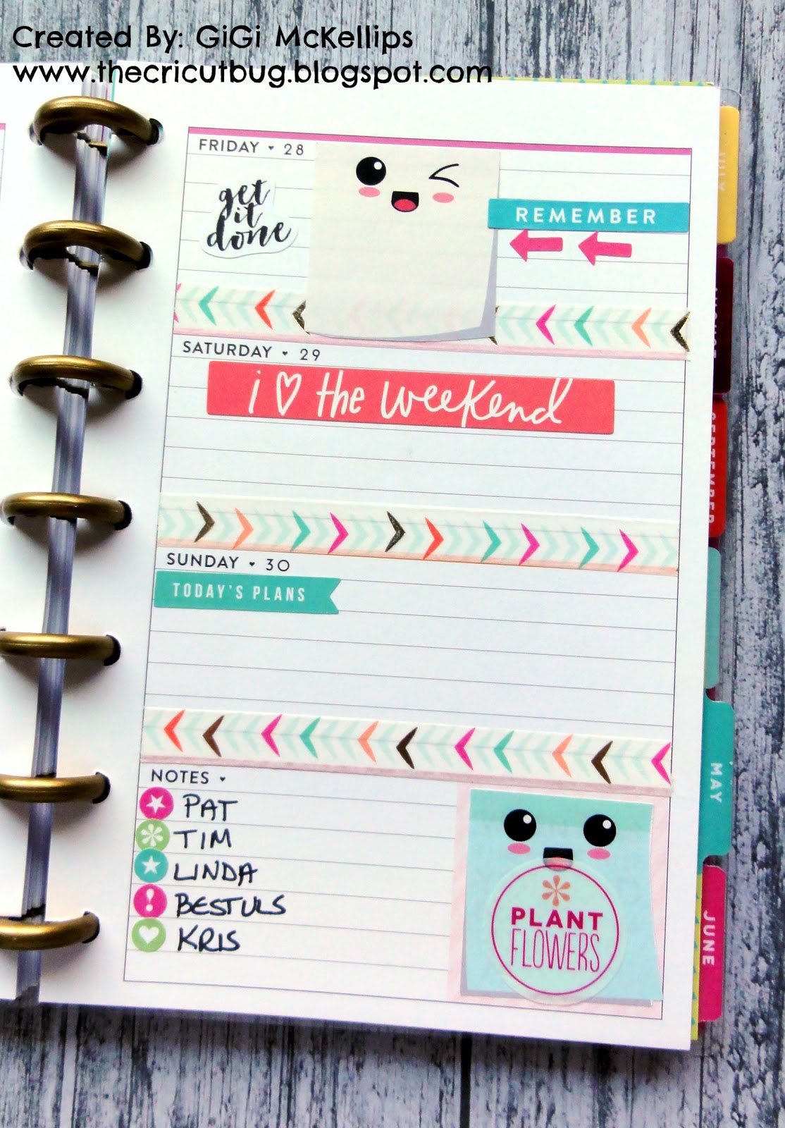 The Cricut Bug Sticky Note Planner Pages