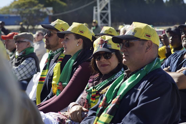 Image result for images of Mnangagwa whites only rally in Borrowdale