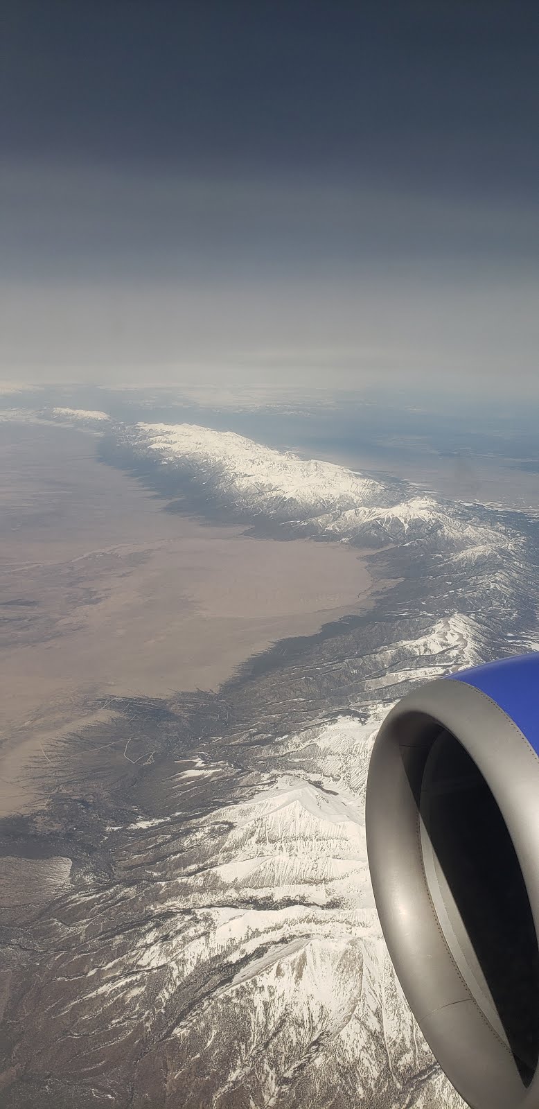 The Snow Capped Continental Divide from 38,000 Ft