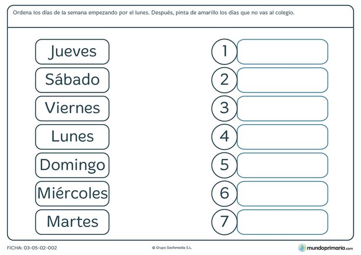 1,2,3, medir el tiempo es un placer. Aprendamos los días de la semana