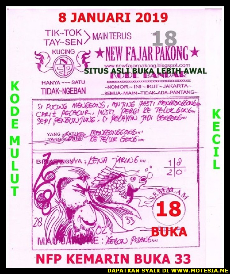 Syair HK Selasa 8 Januari 2019 GOsyair SEDIA KODE SYAIR