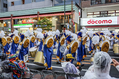 Drummers in parade at the 35th Asakusa Samba Carnival and Contest, 2016, Tokyo, Japan. Drummers in parade at the 35th Asakusa Samba Carnival, Tokyo, Japan.