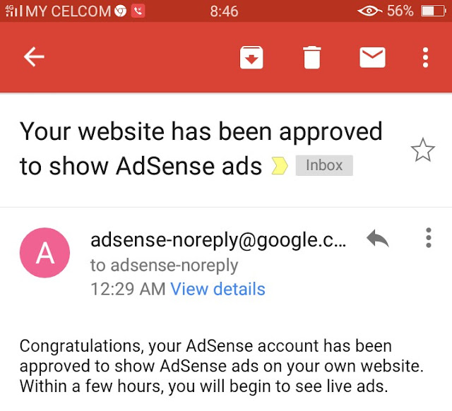 Google adsense approved