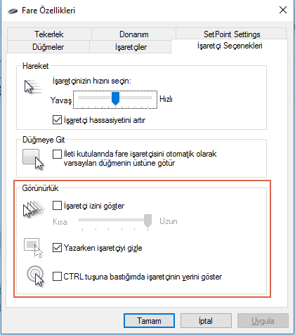 Windows 10' da Gelişmiş Mouse Yapılandırması 18 Windows 11 Mouse Ayarlar 19