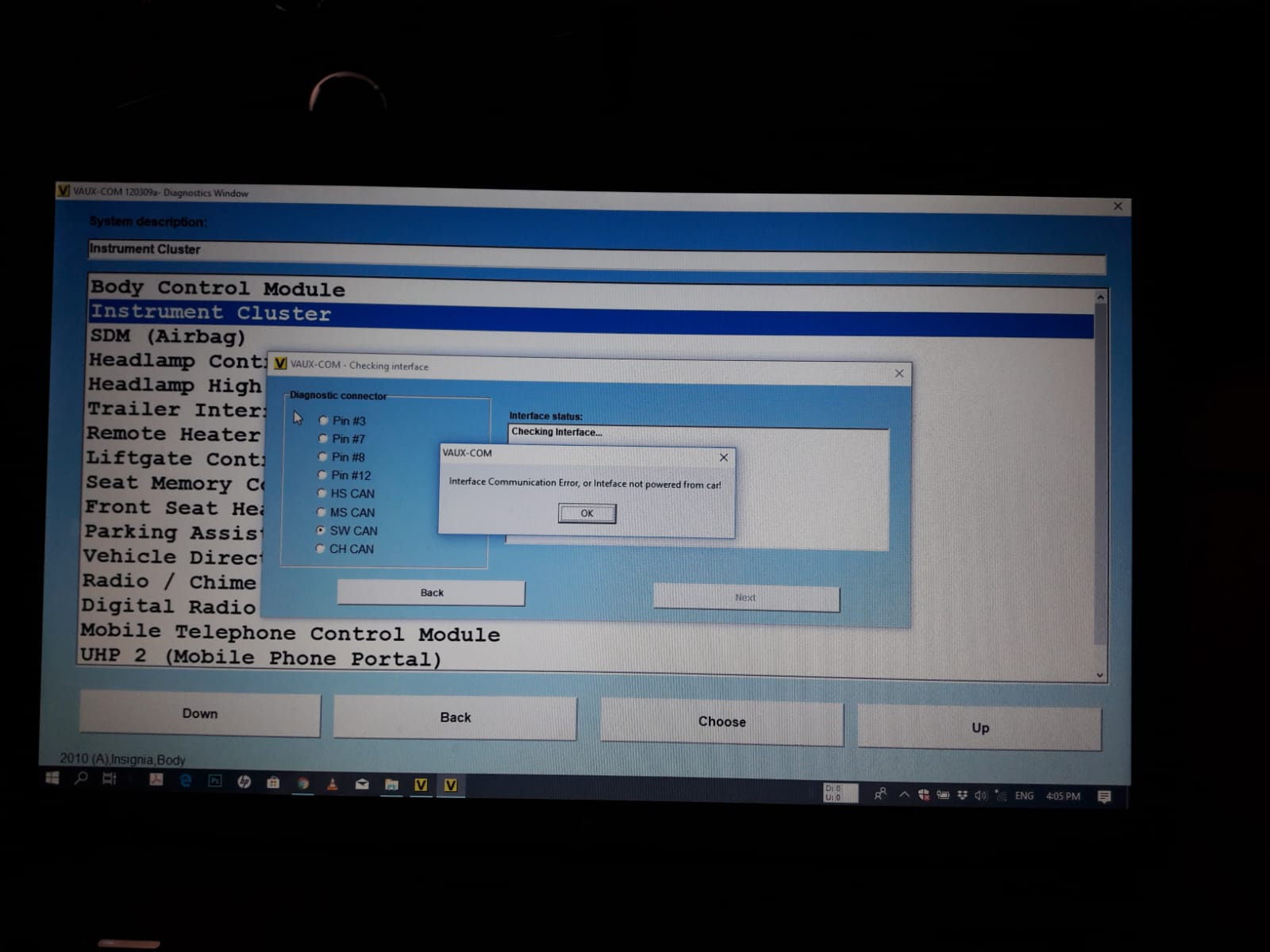 OBDexpres (Solved) V1.99 120309a communication error